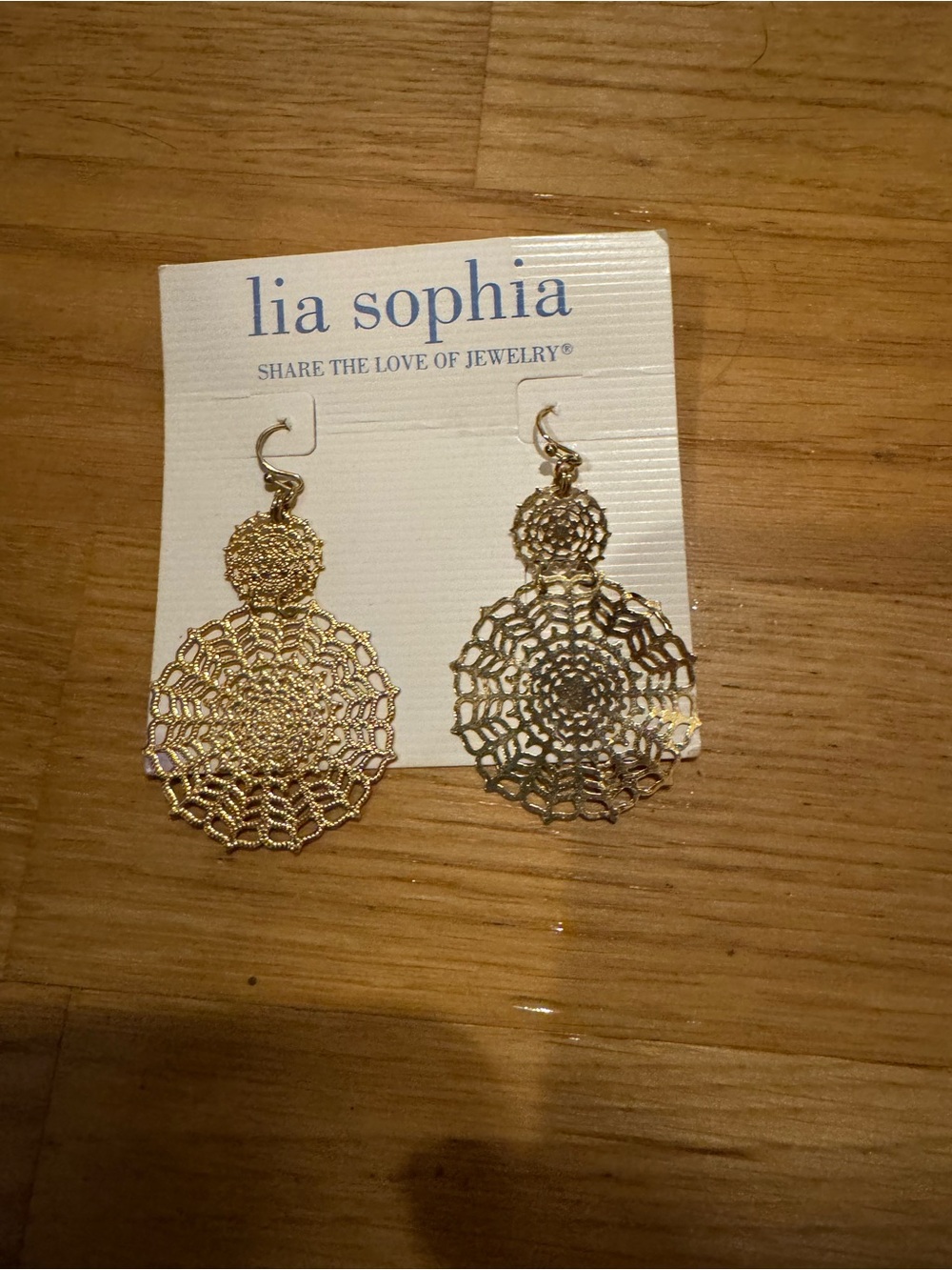 Lia Sophia Gold Lace Medallion Drop Earrings